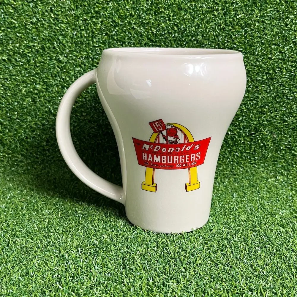 Vintage Mc Donald's 15 Cent Hamburgers Coca-Cola Ceramic Mud with Handle